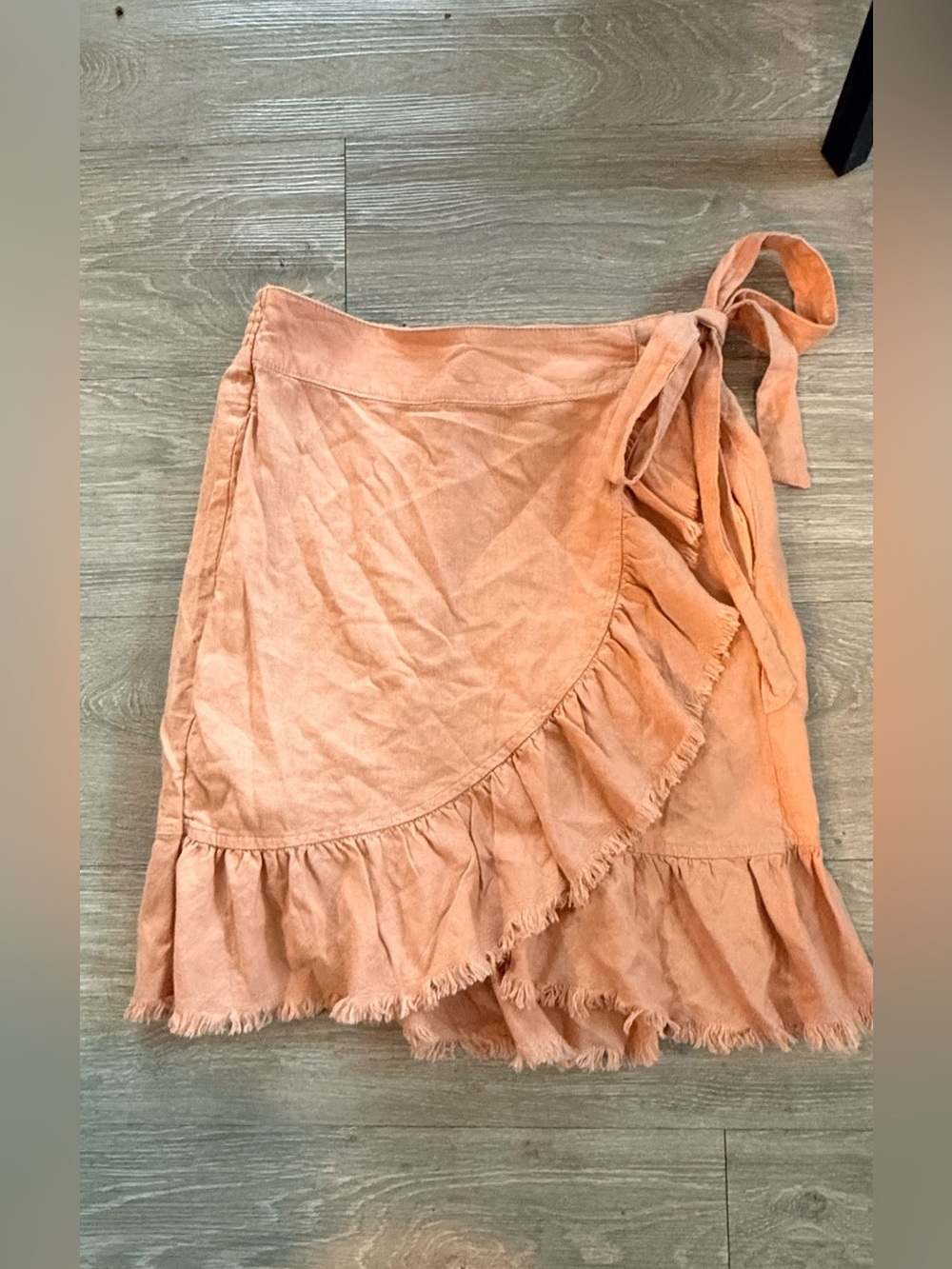 Cato Peach Asymmetrical Wrap Ruffle Skirt
